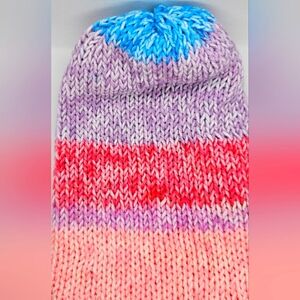 New, Handmade, Knitted, Multicolor, Reversible Beanie